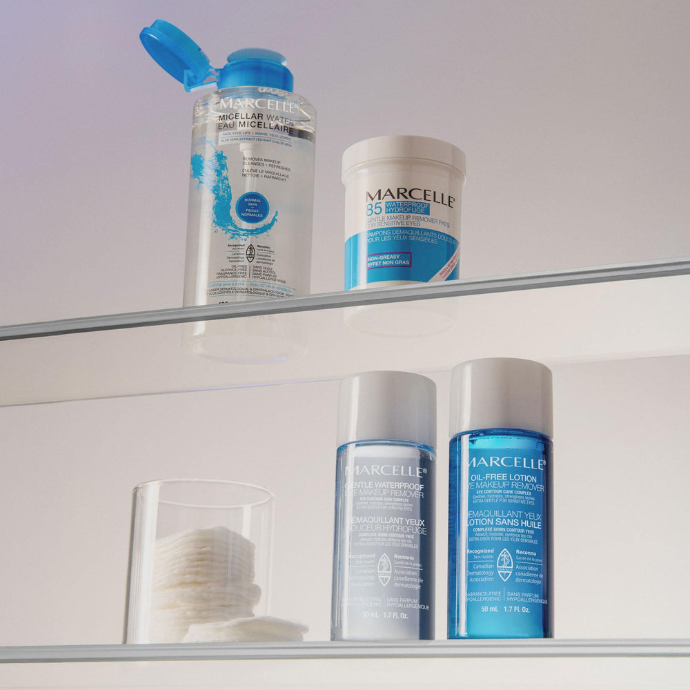 Marcelle pack of 85 pads offers value for long-wearing makeup removal.
