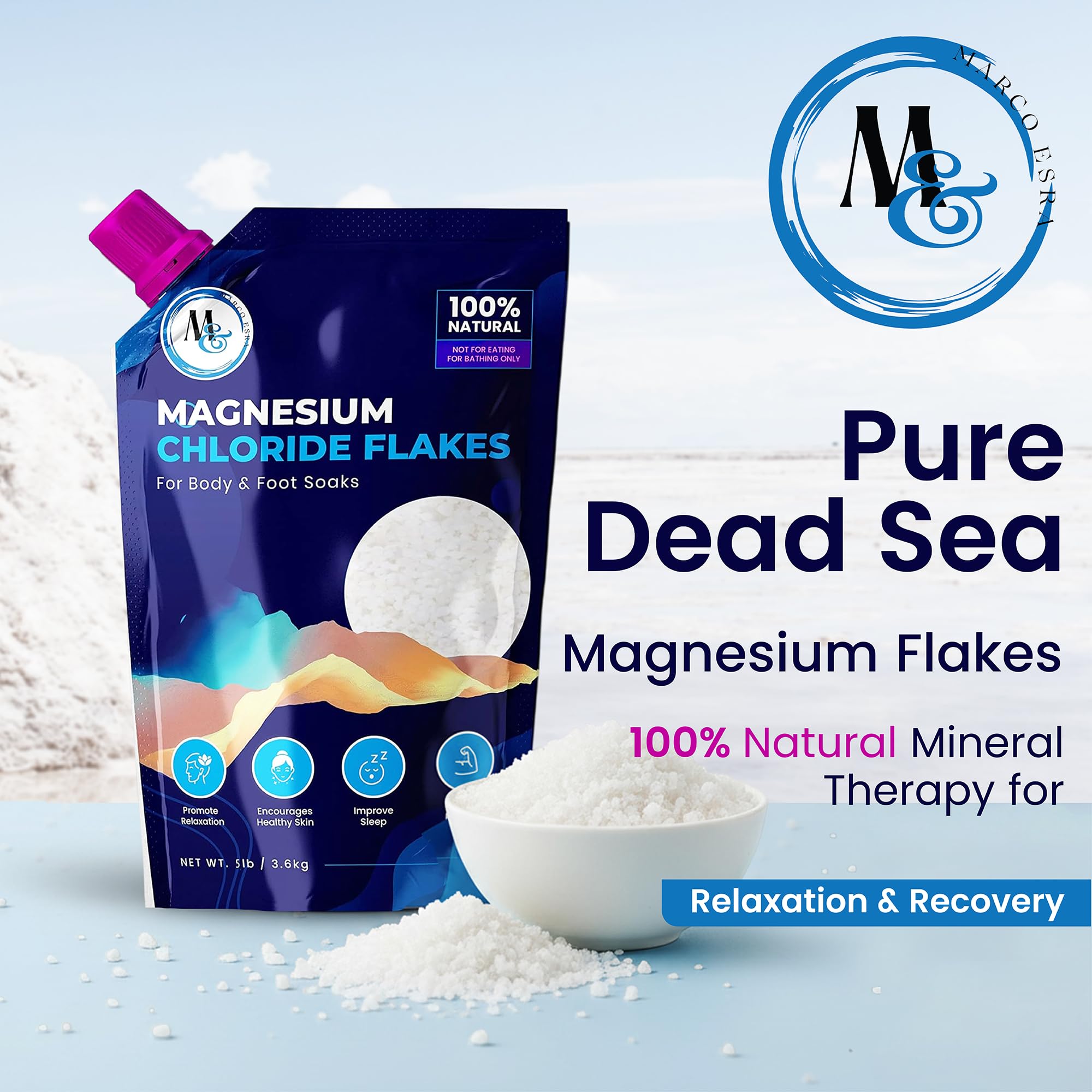 MARCO ESRA Dead Sea Magnesium Flakes dissolving in warm water for a soothing bath