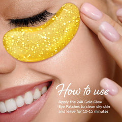 MAREE 24k gold glow under-eye gels close-up with gold tone and soothing texture.
