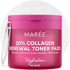 MAREE collagen acne-clearing polishes pad closeup showing hydration-focused formula for refreshed skin.