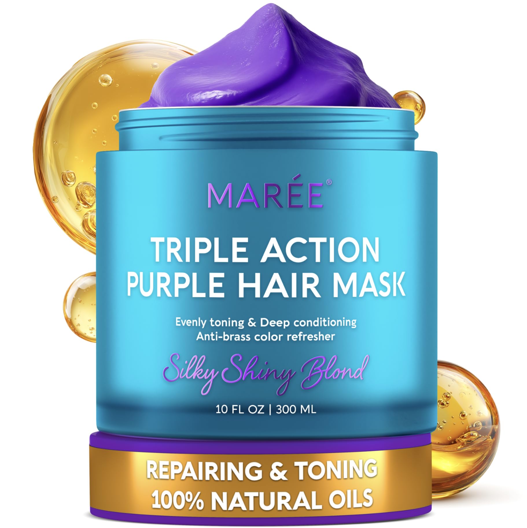 MAREE Deep Conditioning Purple Hair Mask bottle highlights conditioning and toning for cooler blonde tones.