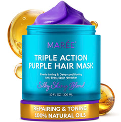MAREE Deep Conditioning Purple Hair Mask bottle highlights conditioning and toning for cooler blonde tones.