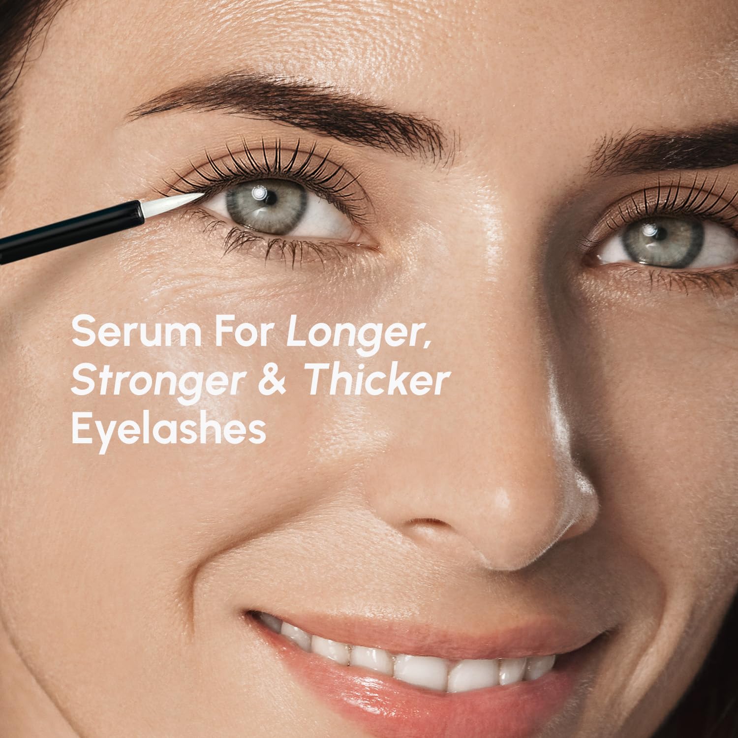 MAREE eyelash serum brush application demonstrates precise lash line support for easy nightly use.