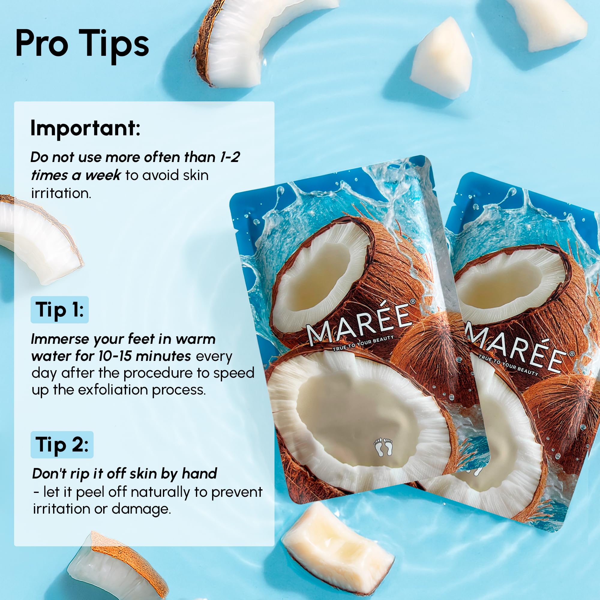 MAREE Foot Peeling Mask closeup texture—cultivates soft, refreshed feet.