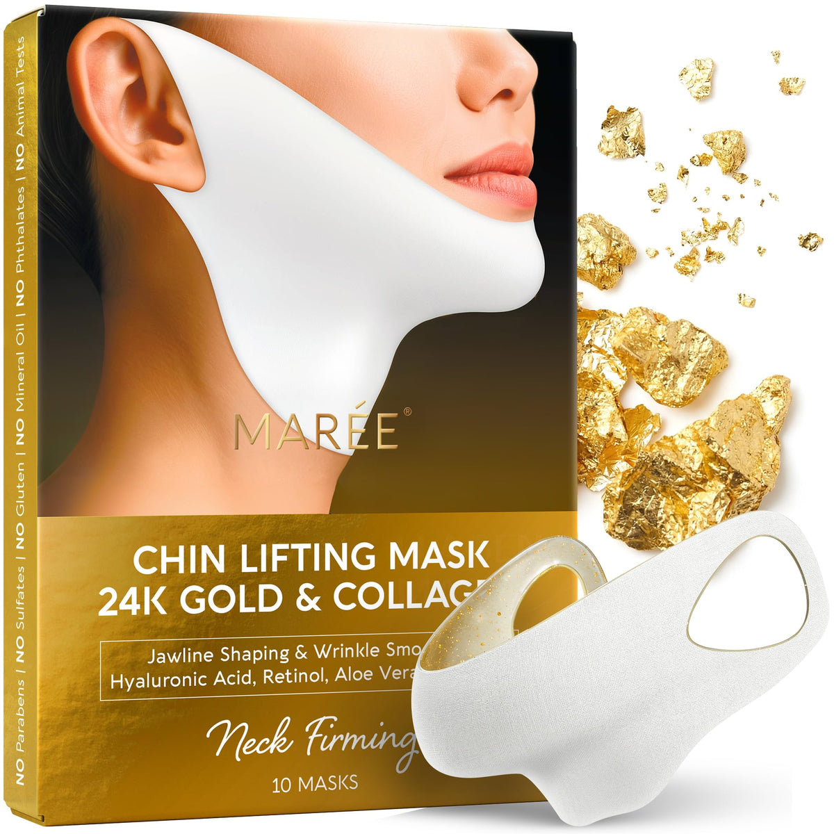 MAREE front packaging showing V line mask and benefits