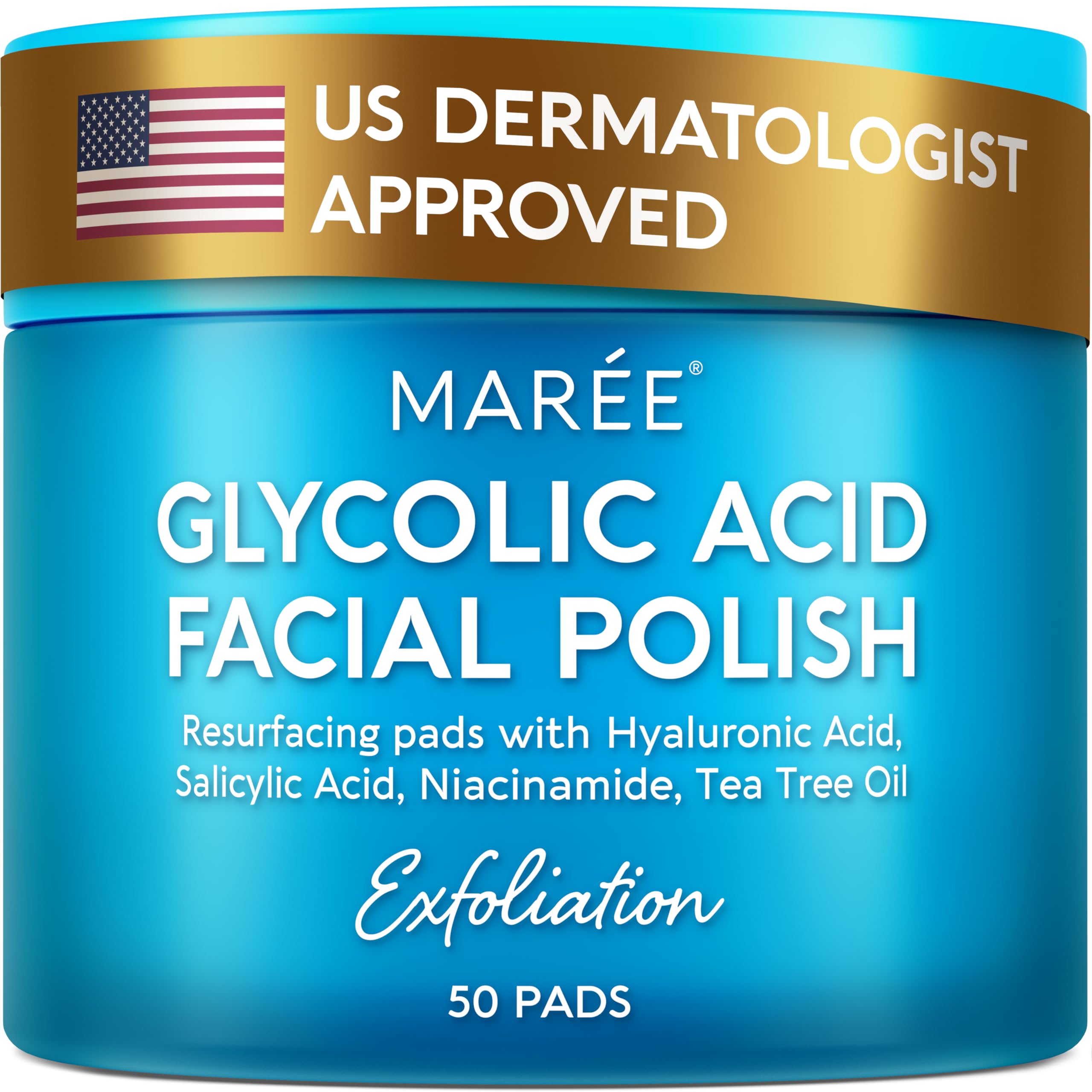 MAREE Glycolic Acid Pads packaging showing gentle exfoliation for daily use