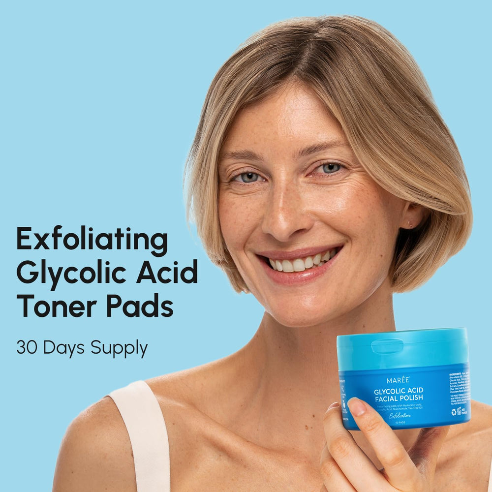 MAREE Glycolic Acid Pads toner application scene highlights smoother pores