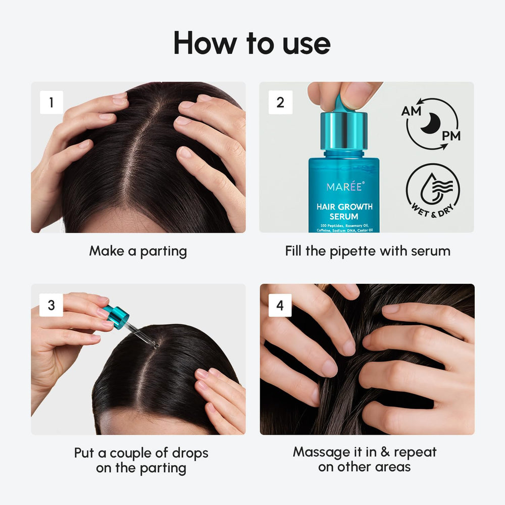MAREE daily routine scene with scalp serum and brush