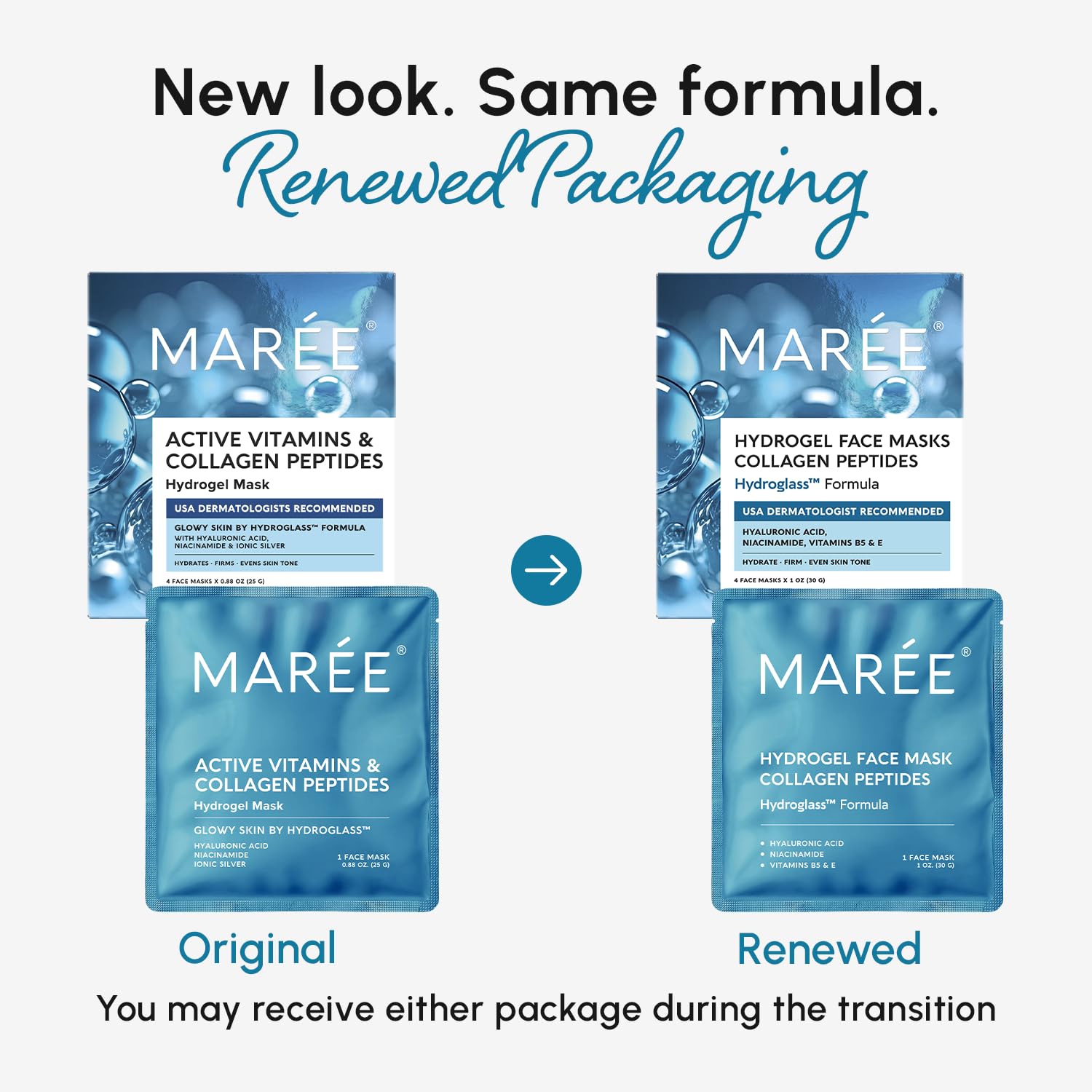 MAREE Hydrogel Mask application shot highlights a soothing cooling touch.