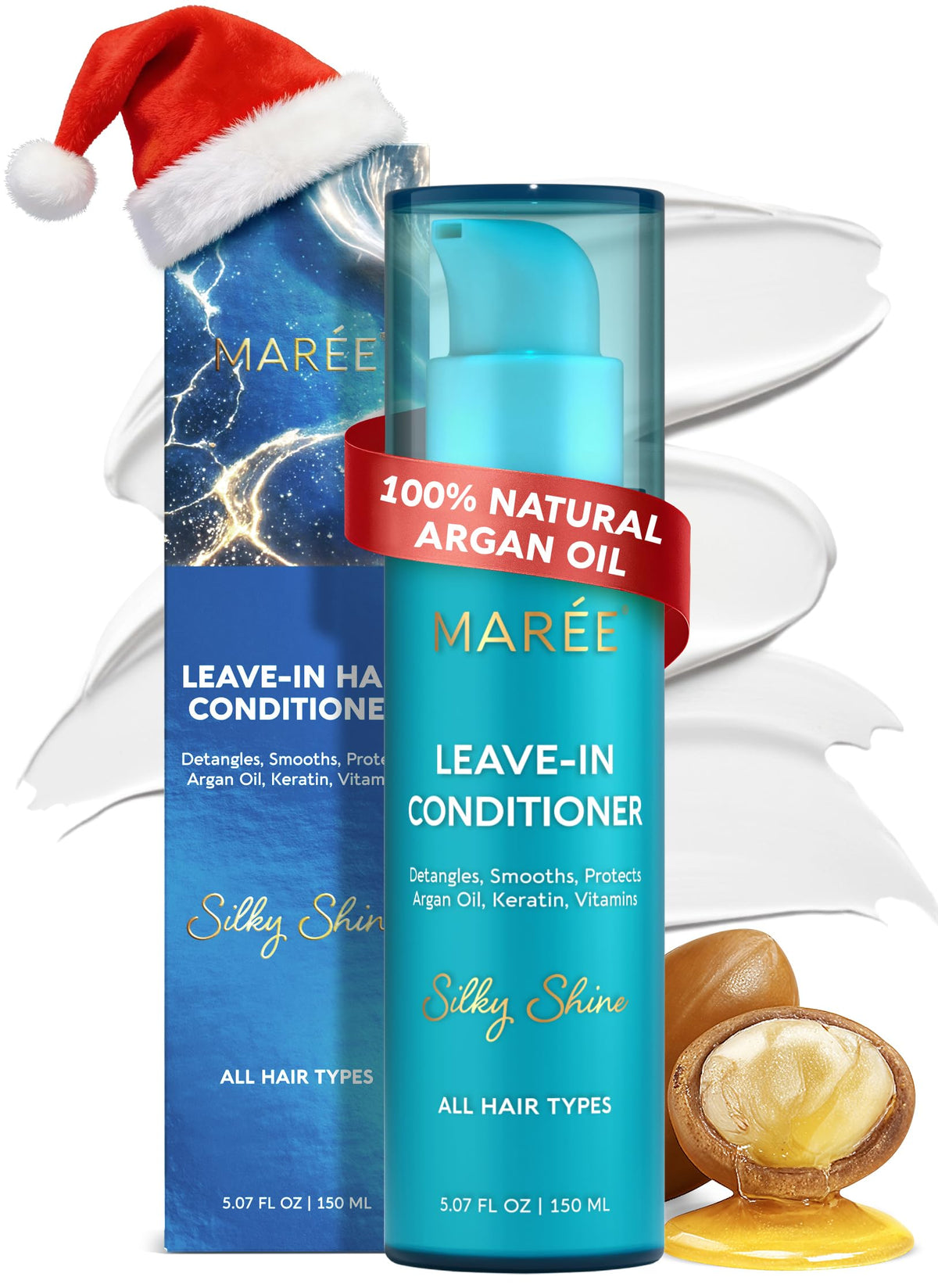 MAREE Leave In Conditioner bottle pours for lightweight hydration on fine hair.
