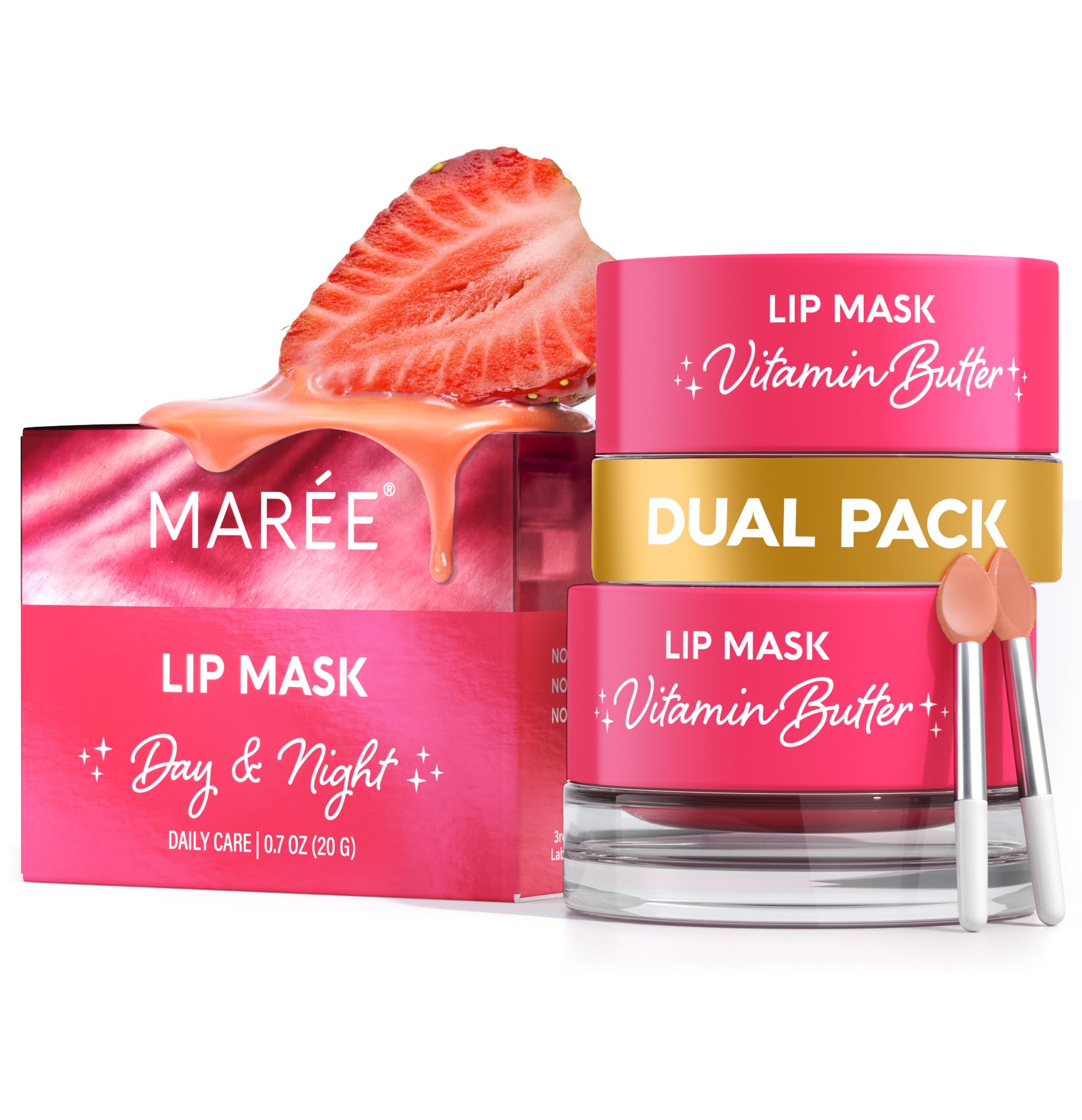 MAREE Lip Mask Overnight jar closeup shows rich hydration for dry lips