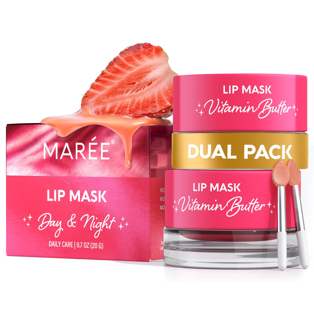 MAREE Lip Mask Overnight jar closeup shows rich hydration for dry lips