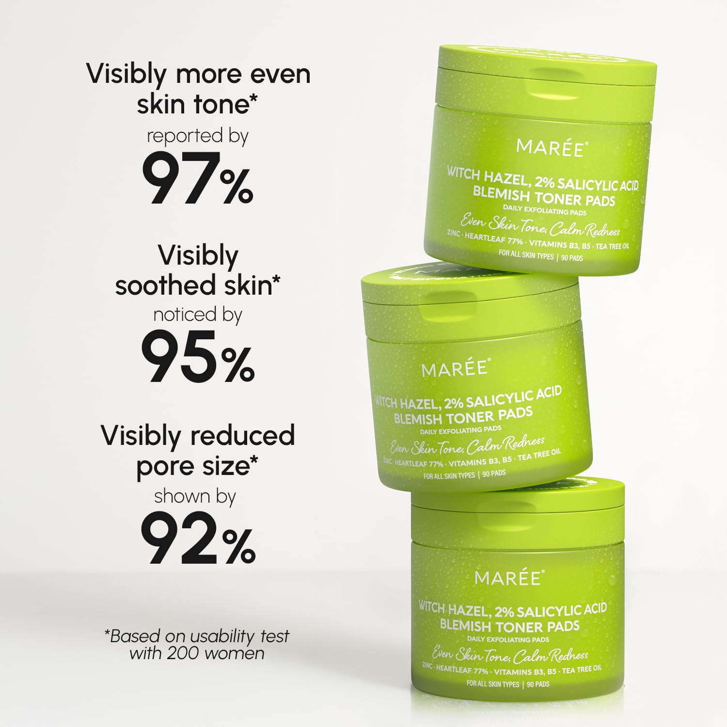 MAREE pore-minimizing skin tone-evening with a single pad.