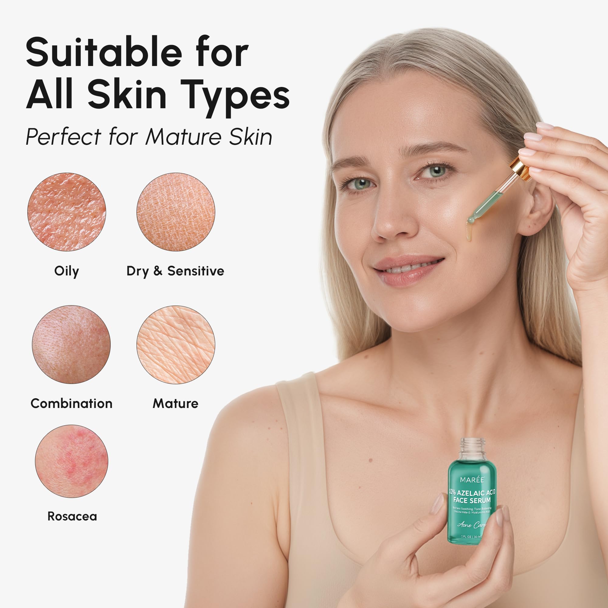 MAREE skincare routine scene suggesting daytime redness relief and balanced glow.