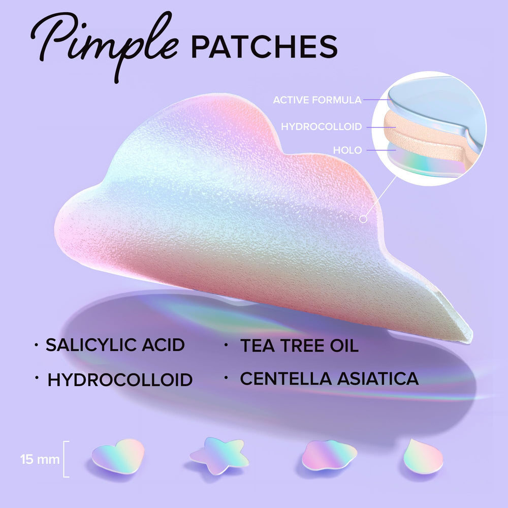 MAREE Star patches applied on skin to absorb oil overnight