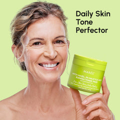 MAREE toner pad wipe-on face showing refreshed, balanced skin after use.