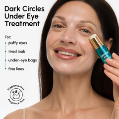 MAREE Under Eye Balm Stick application demonstrates easy, on-the-go hydration for tired eyes