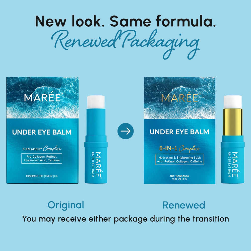 MAREE Under Eye Balm Stick application demonstrates a smooth glide and cooling sensation.