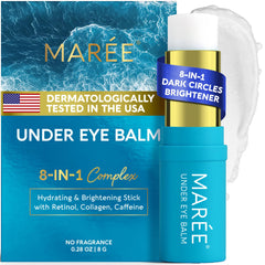 MAREE Under Eye Balm Stick packaging shows a compact travel-friendly design.