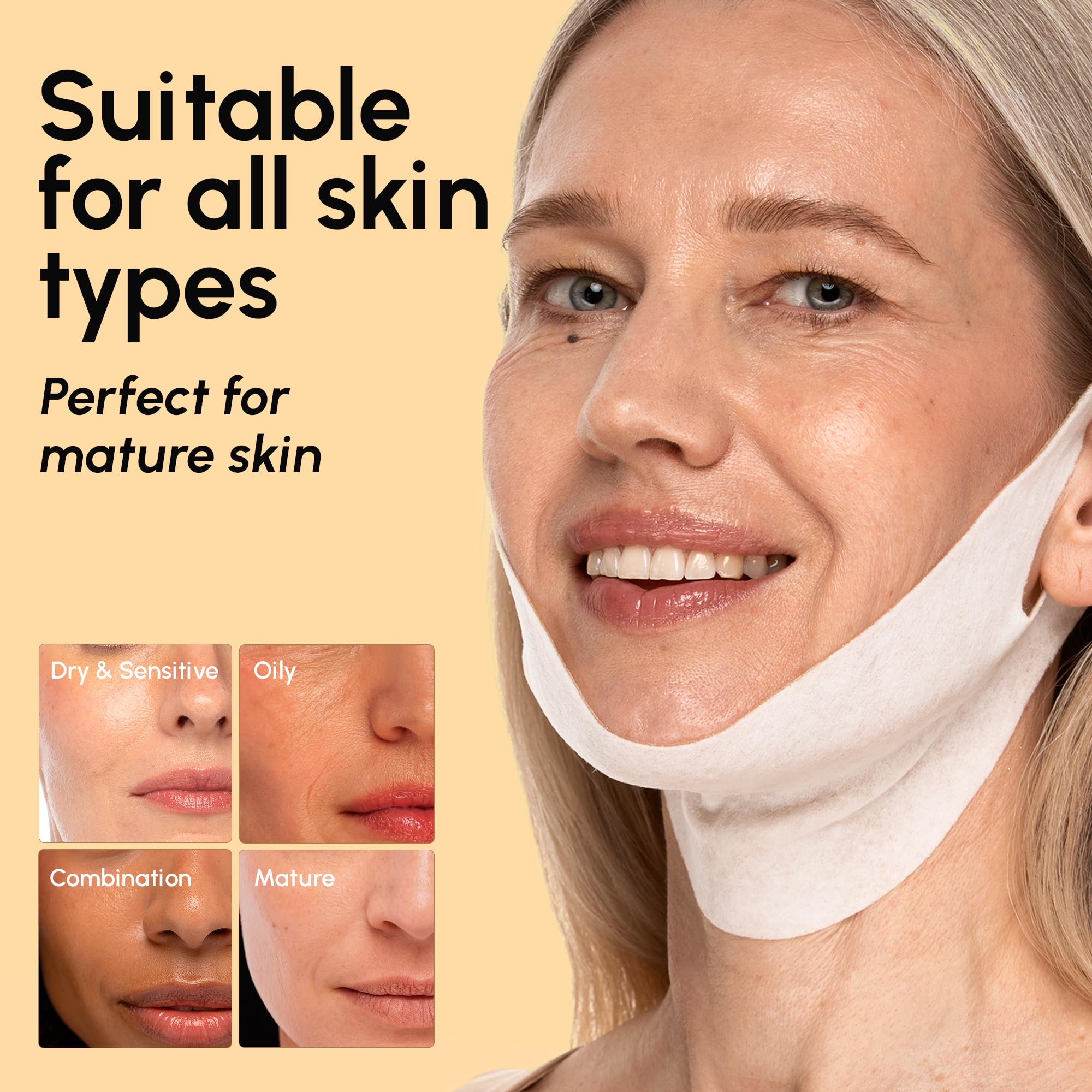 Illustrative before-after feeling of a more defined jawline with Maree mask