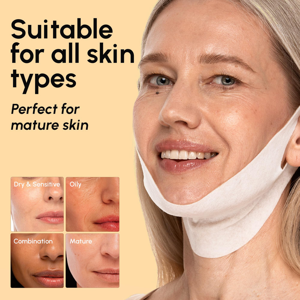 Illustrative before-after feeling of a more defined jawline with Maree mask