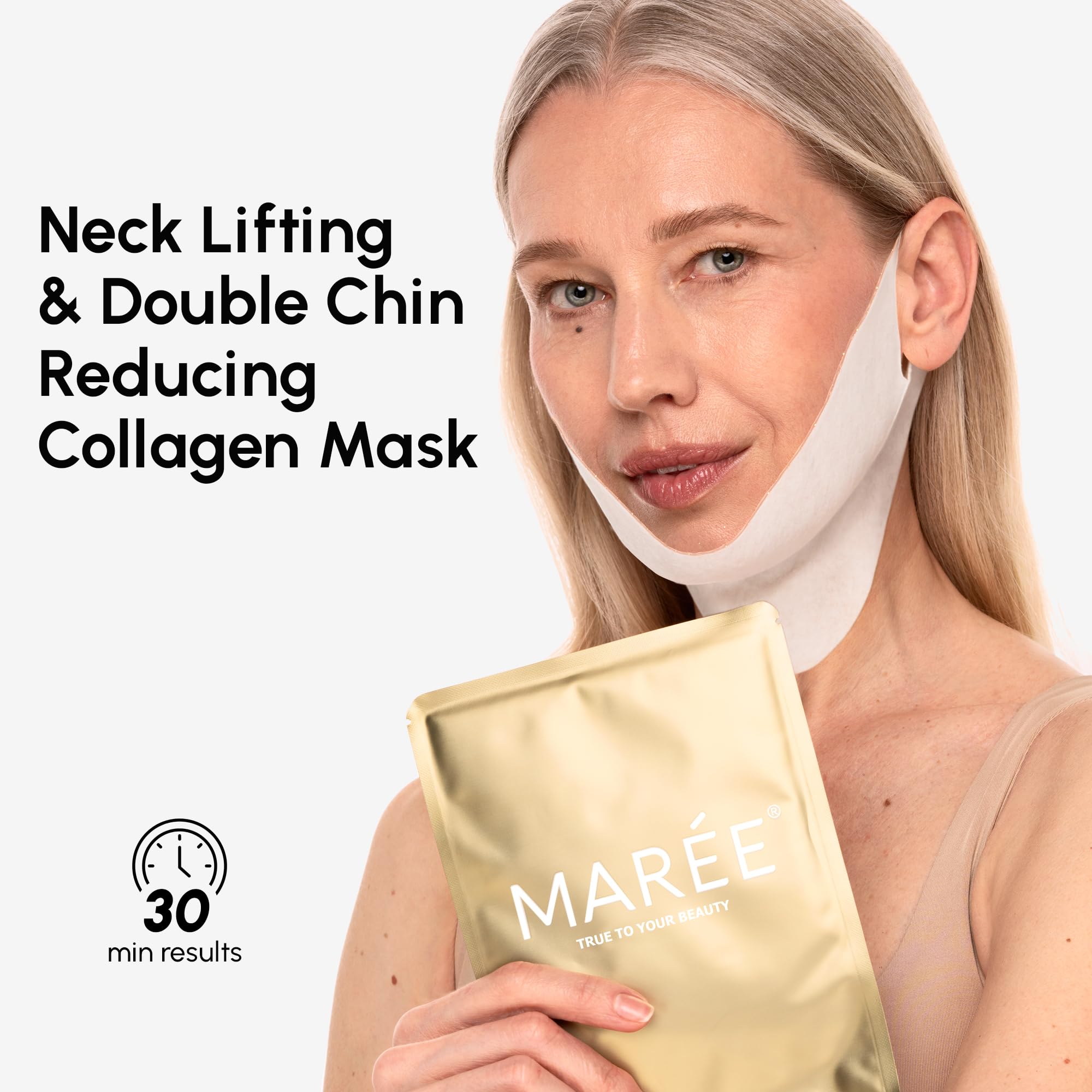 Close-up of 24K gold-infused hydrogel on MAREE mask for nourishing feel