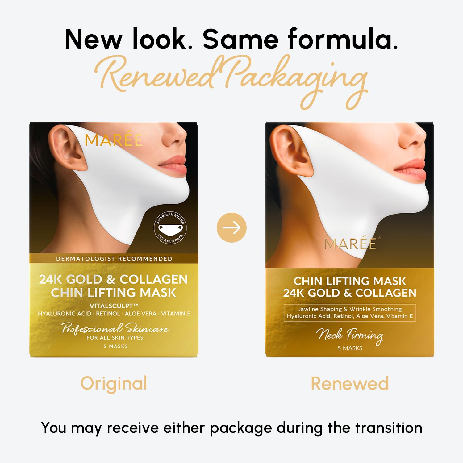 MAREE V Line lifting mask applied to the jawline for contouring routine