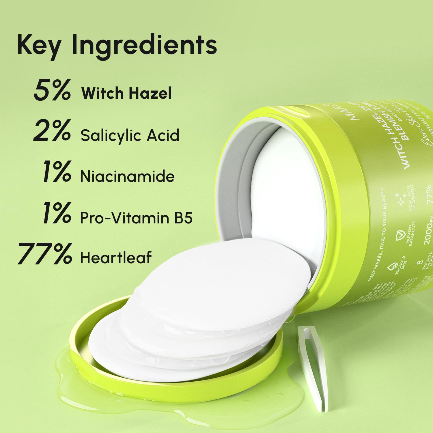 MAREE witch hazel toner closeup highlighting soothing, pore-toning properties.