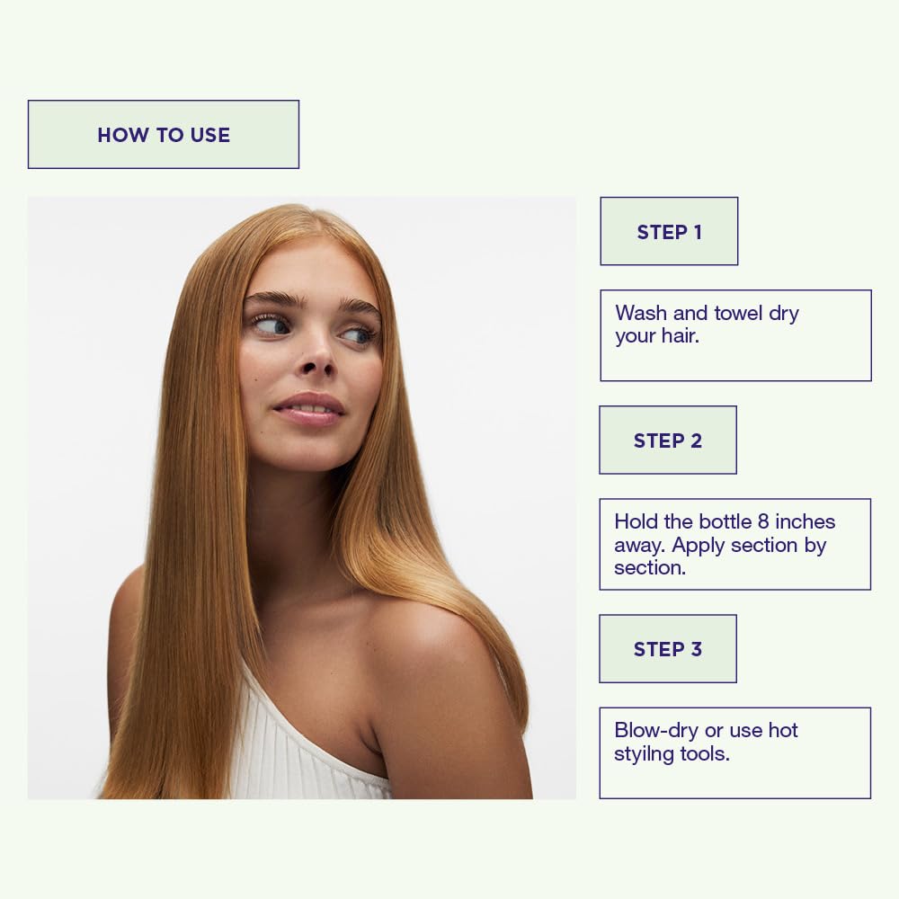 Maria Nila Cream Heat Spray label closeup shows vegan, sulfate-free formula.