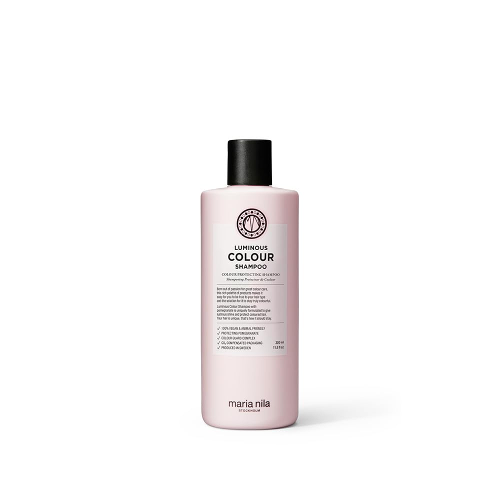 Maria Nila Luminous Colour Shampoo bottle highlights color-preserving formula for vibrant hair