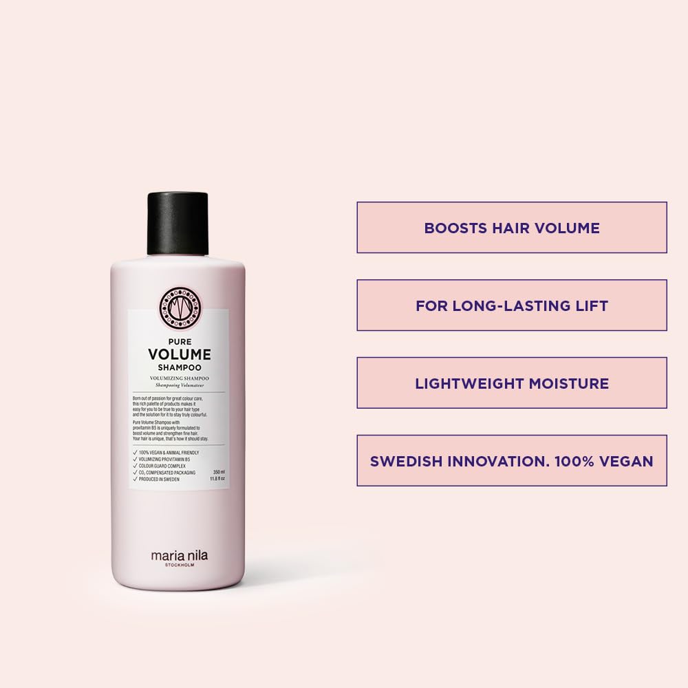 Maria Nila Pure Volume Shampoo lather demonstrates cleansing action for shine.