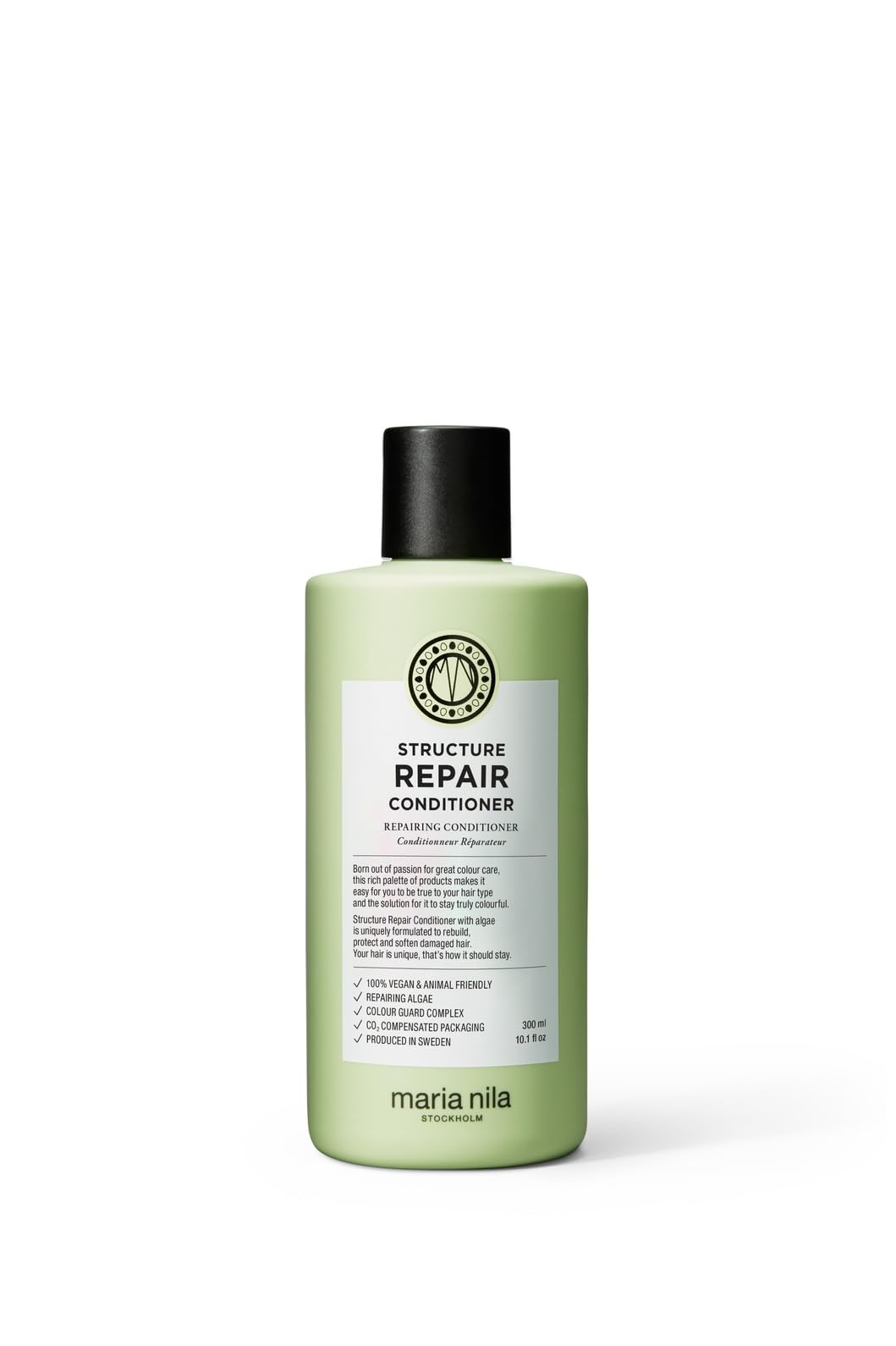 Maria Nila Structure Repair conditioner bottle pour provides easy hydration for damaged hair