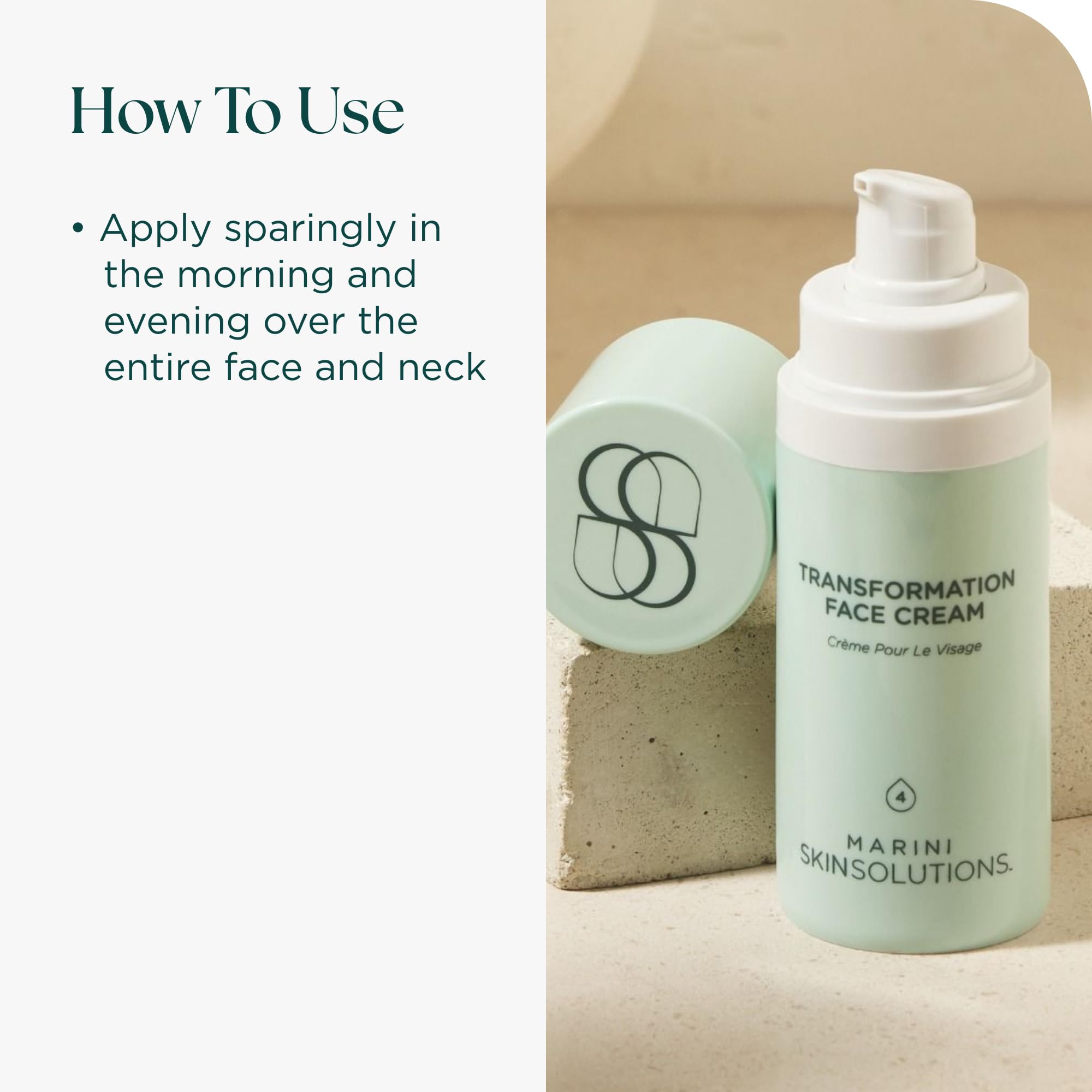 Marini SkinSolutions Transformation Face Cream with hyaluronic acid — demonstrates hydrating feel and potential plumpness.