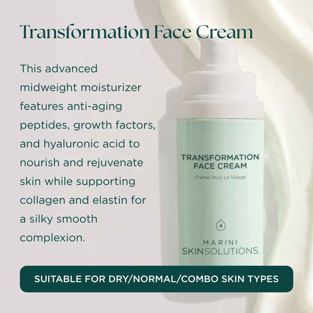 Marini SkinSolutions Transformation Face Cream jar closeup — rich texture for smooth, even application.
