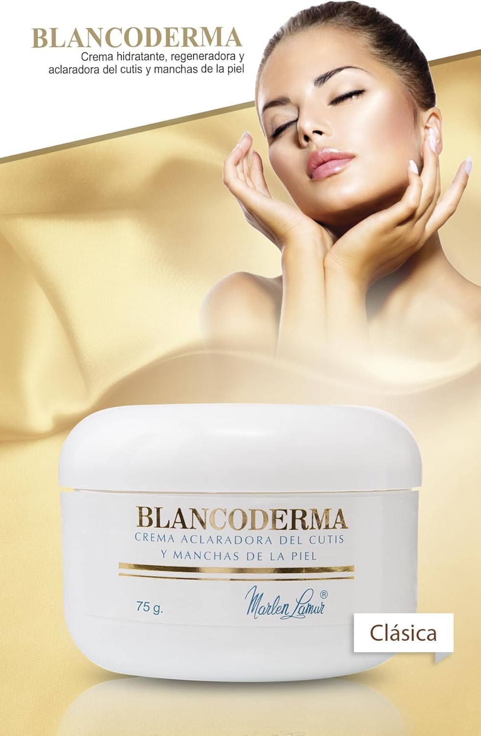 Marlen Lamur Blancoderma cream application showing smoothing and even tone.