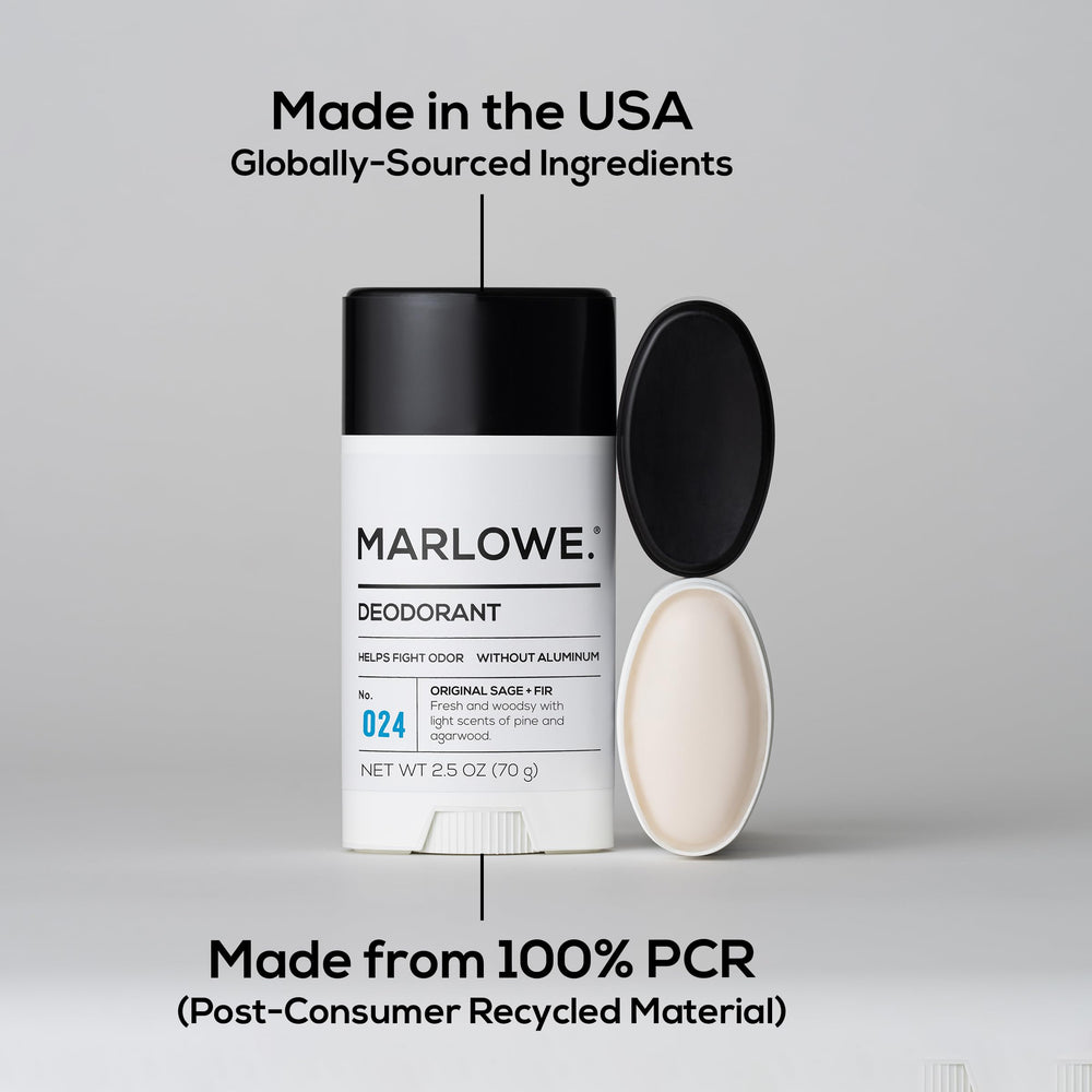 MARLOWE No. 024 aluminum-free formula avoids white marks on dark fabrics