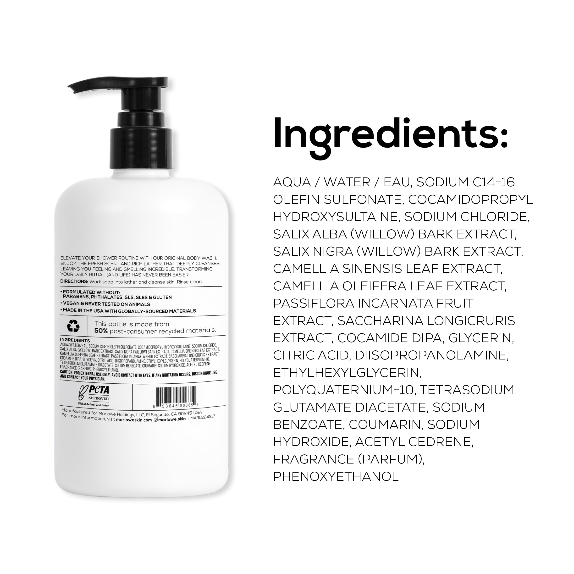 Marlowe No. 103 pump bottle on shelf for daily refreshing shower.