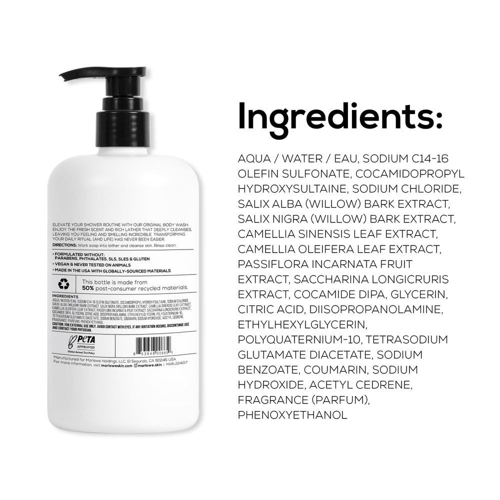 Marlowe No. 103 pump bottle on shelf for daily refreshing shower.