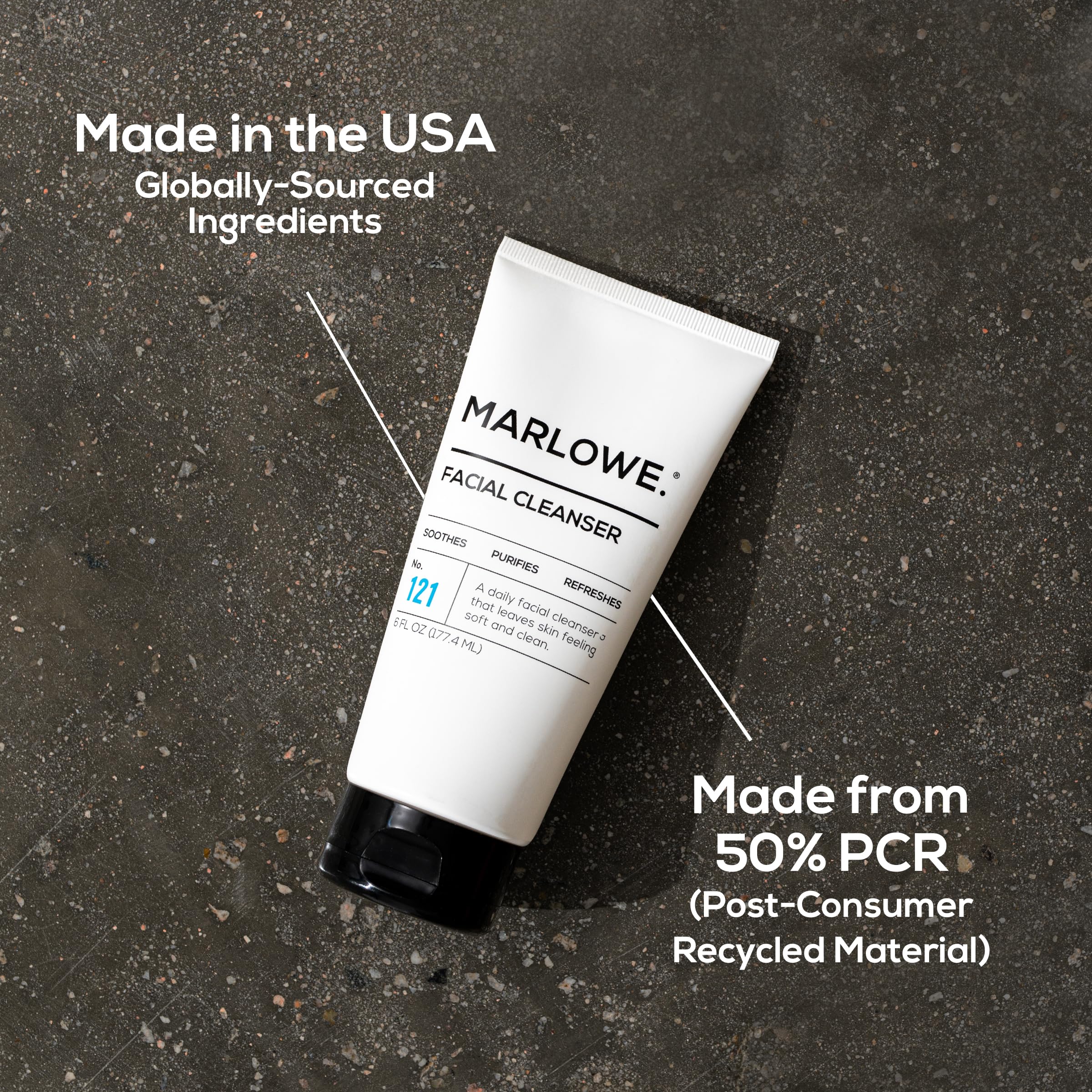 6 oz MARLOWE No. 121 bottle emphasizing antioxidant-rich formula.