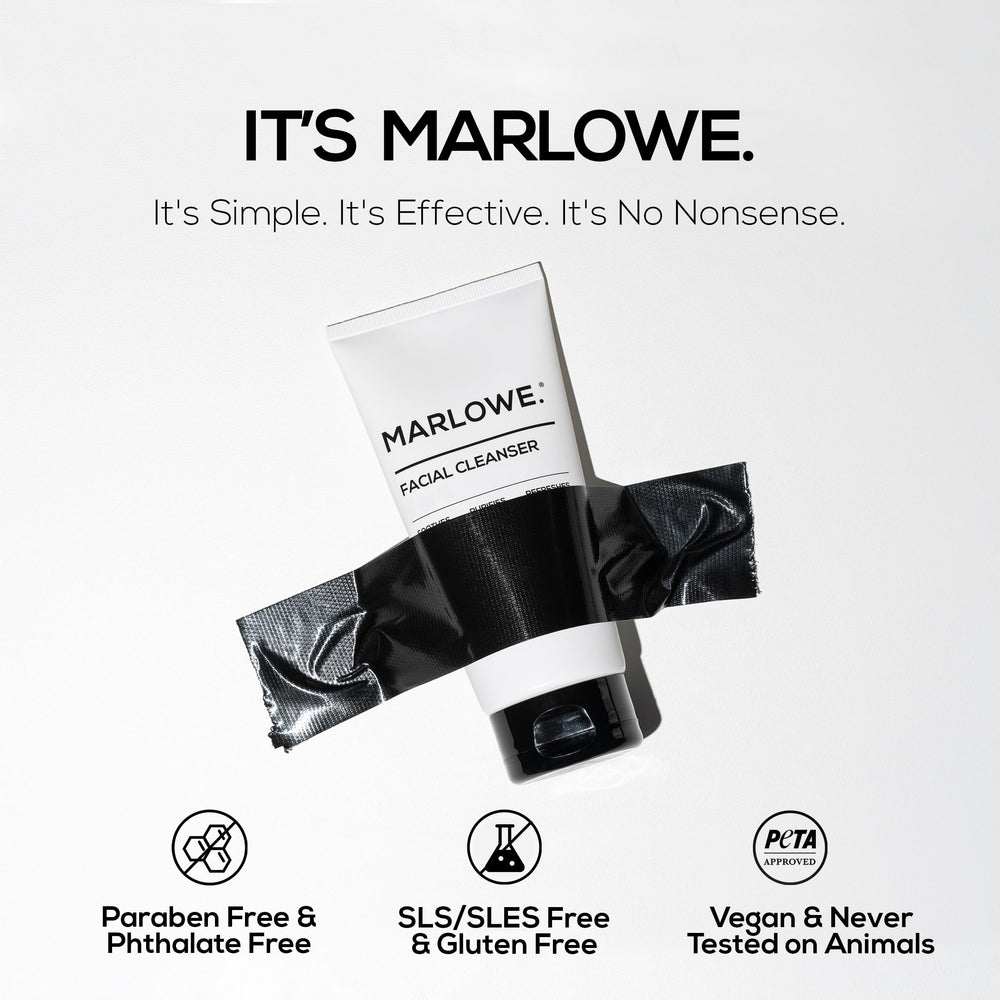 Application of MARLOWE No. 121 gel cleanser across damp skin.
