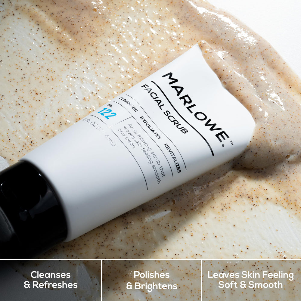 Visible pumice grains in MARLOWE No.122 Facial Scrub delivering subtle texture cleansing