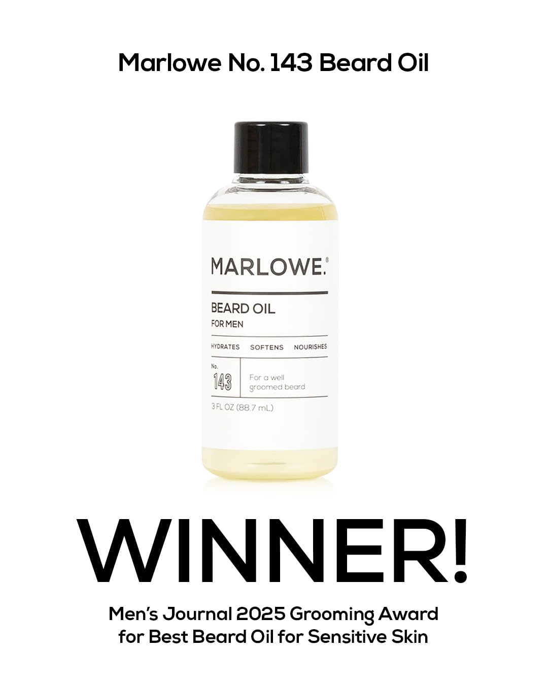 MARLOWE No. 143 oil on fingertips shows lightweight, nourishing beard care.