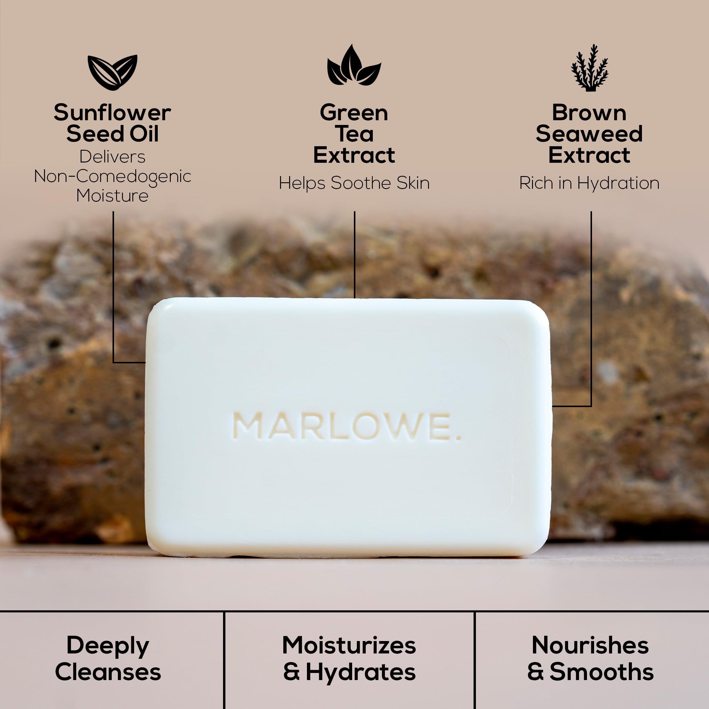 Marlowe No.105 shea butter and olive oil nourish dry skin during shower.