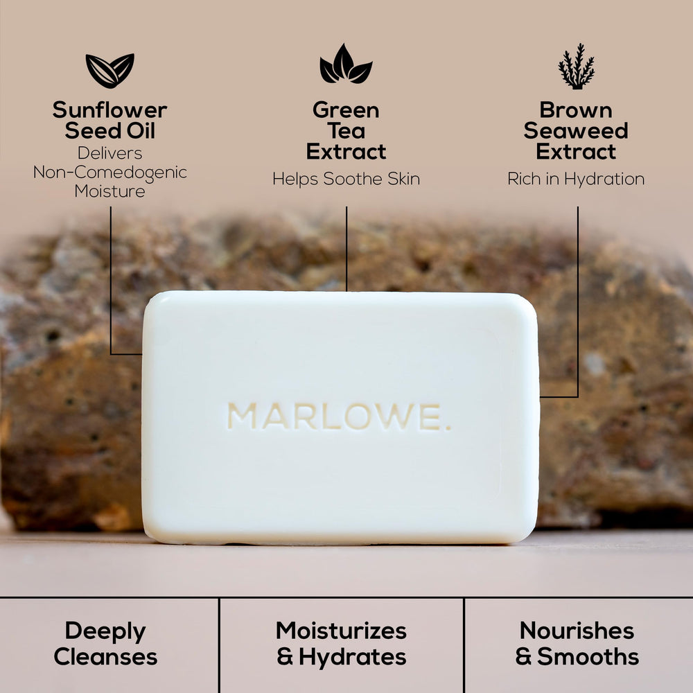 Marlowe No.105 shea butter and olive oil nourish dry skin during shower.