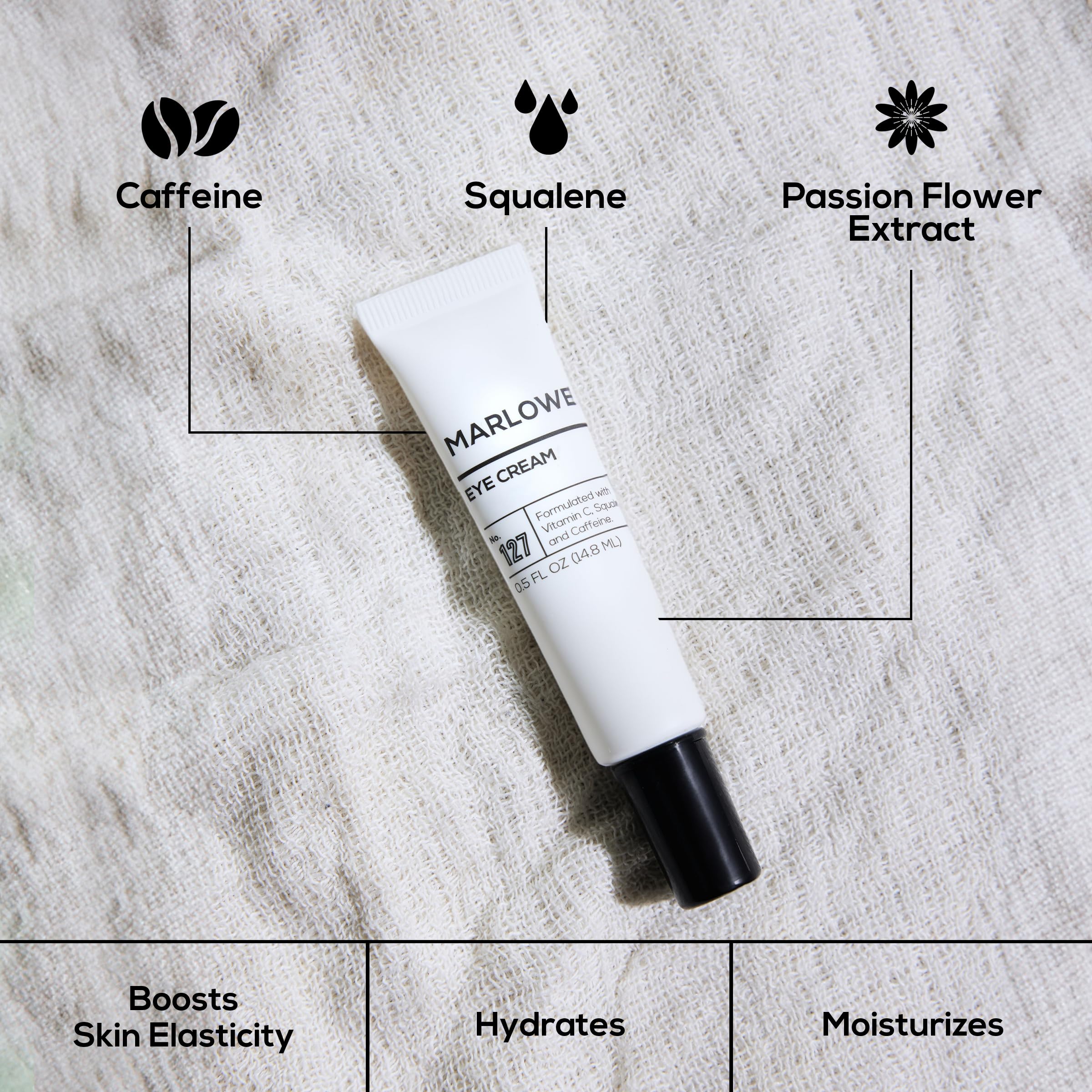 MARLOWE No.127 cream closeup showing creamy consistency for gentle under-eye use.
