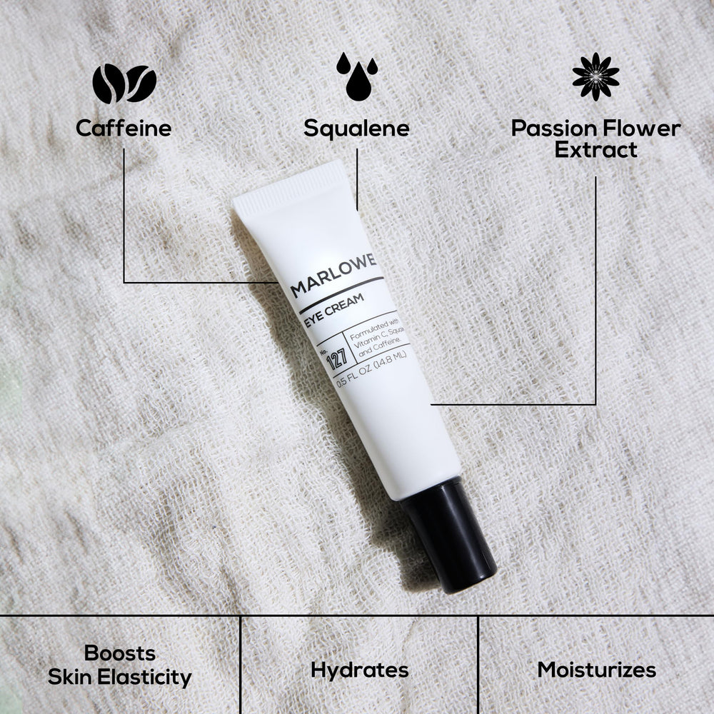 MARLOWE No.127 cream closeup showing creamy consistency for gentle under-eye use.