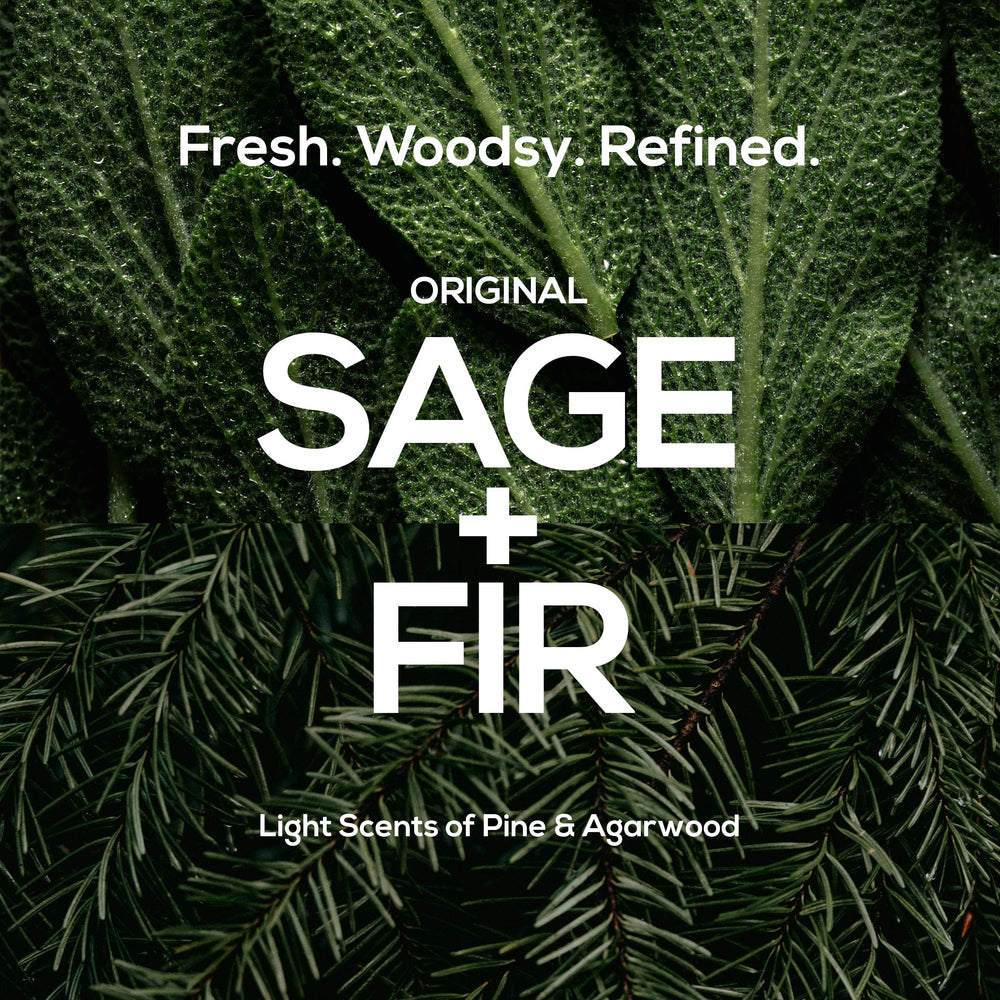 MARLOWE Original Sage Fir scent bottle evokes fresh woodsy shower ritual.