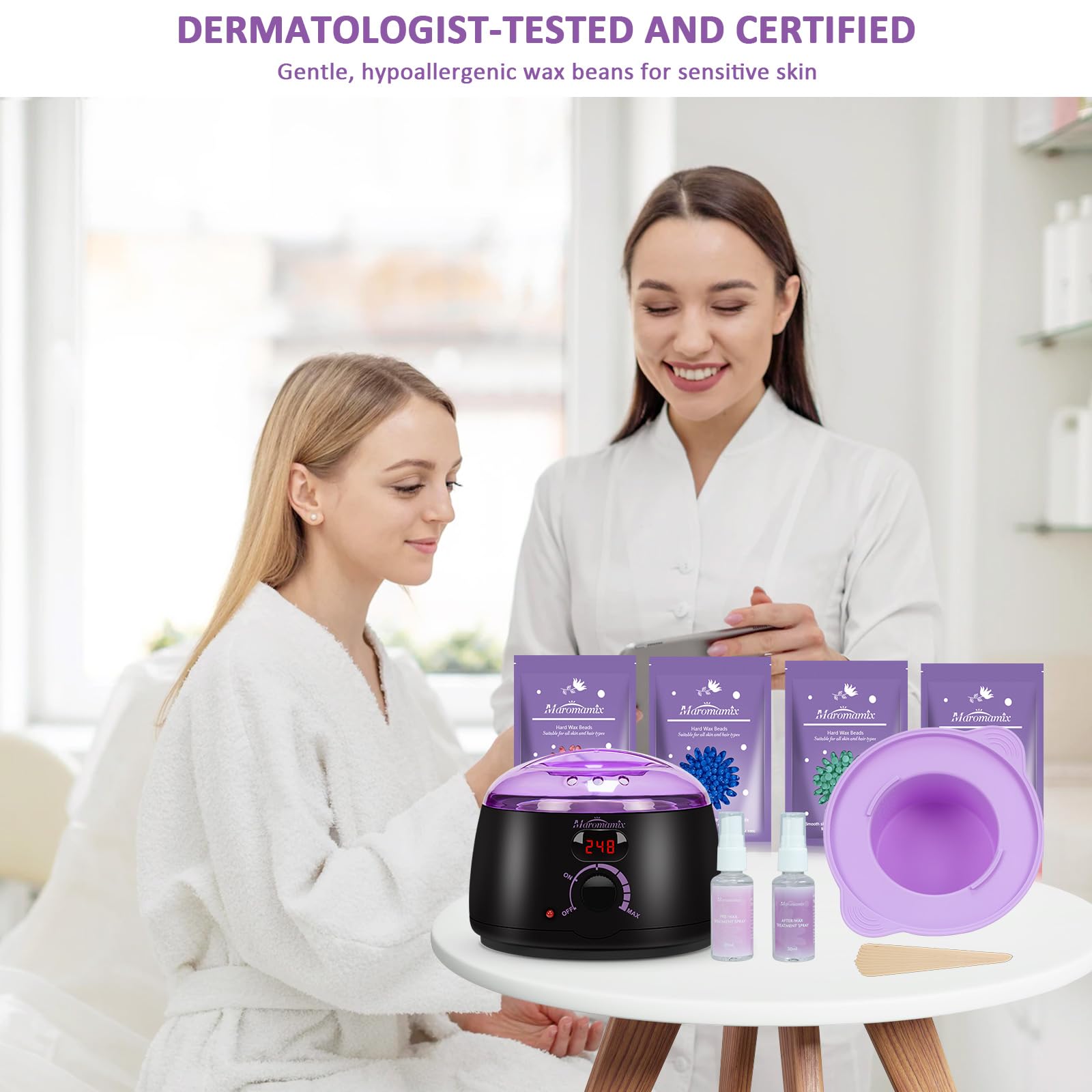 Maromamix silicone wax pot close-up highlights easy cleanup and smooth application