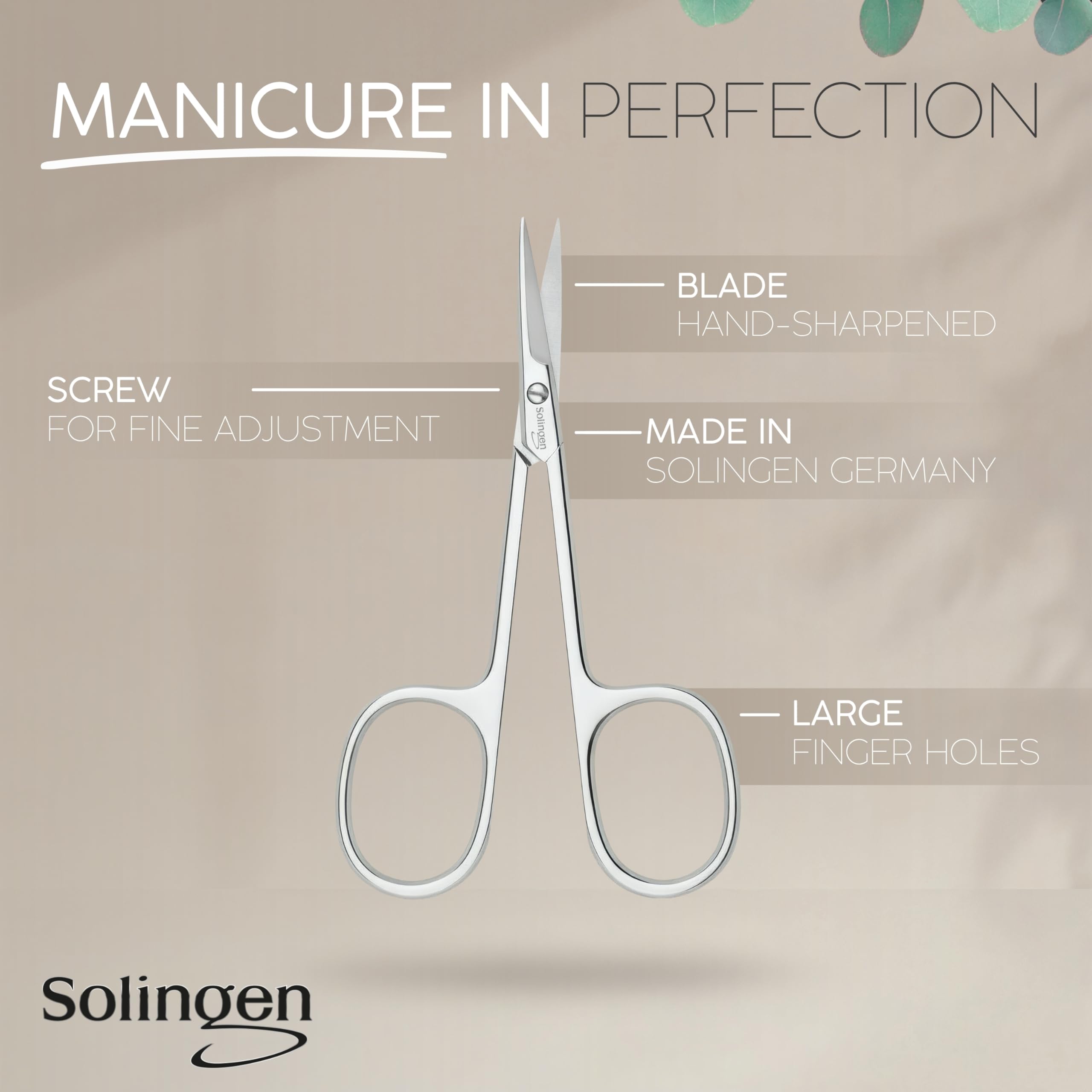 marQus Solingen curved cuticle scissors in action trimming nails and cuticles with ease.