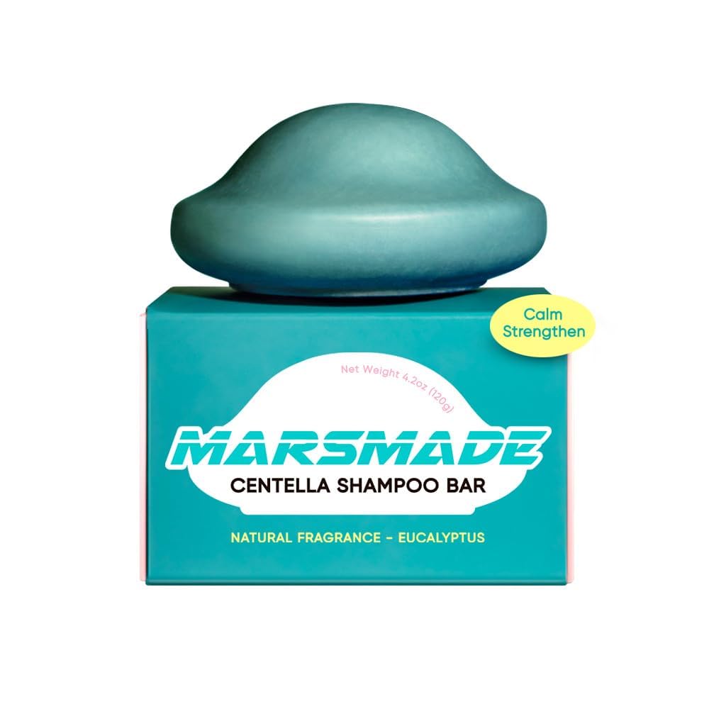 Mars Made Centella shampoo bar packaging highlights a bottle-free, sustainable option for eco-conscious routines.